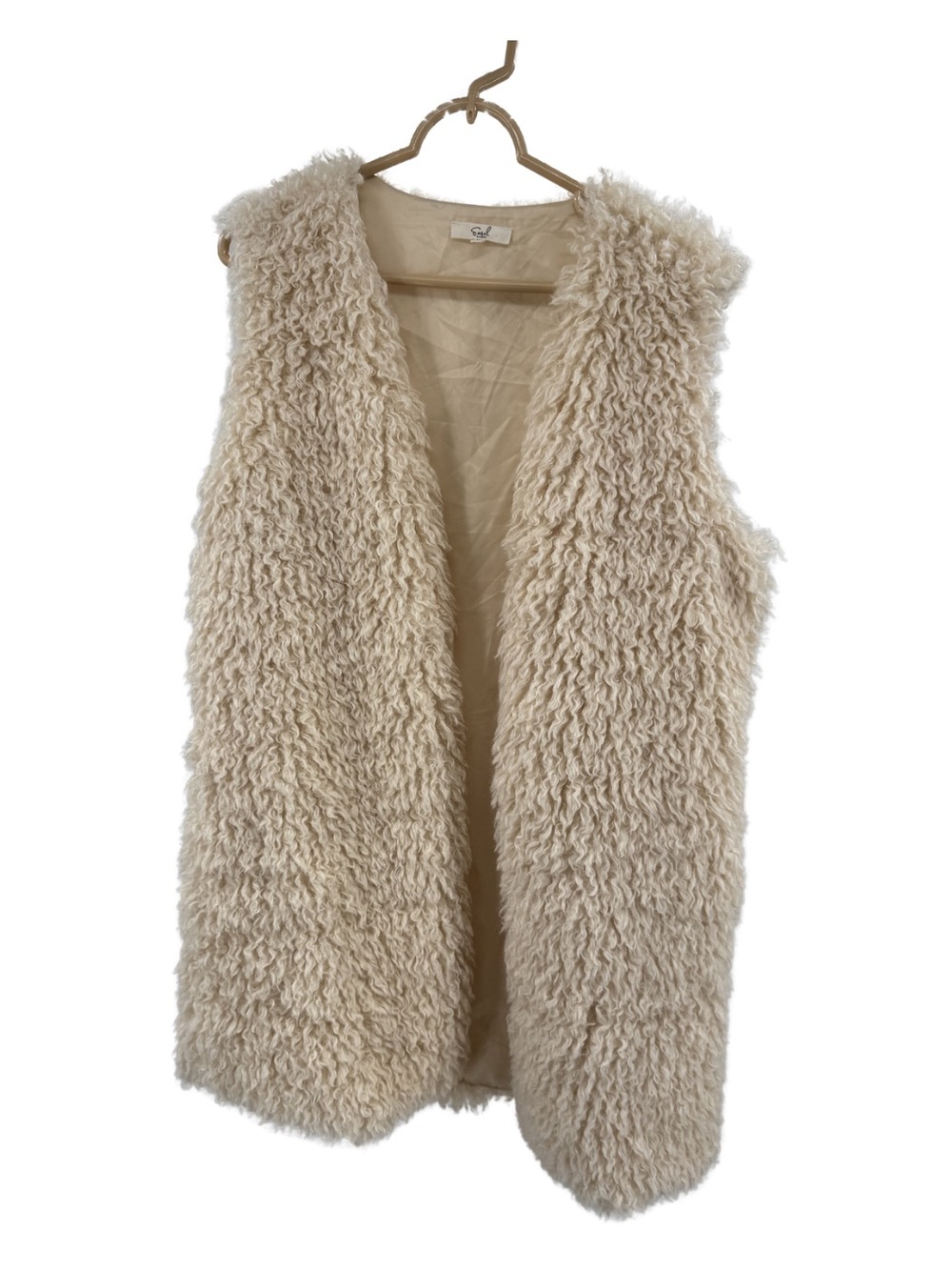 Easel Cream Faux Shearling Vest mid length fall winter M neutral boho western